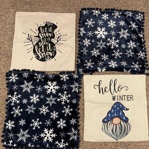 Winter Snowflake and Gnome Pillow Covers
